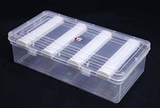 KAPDOLIYAS Multipurpose Transparent Plastic Storage Box With 4 Rods for Women and Girls ,Organizer Case For Jewellery, Bangles Box, Lockable Vanity Box