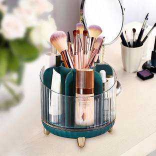 GRACIOUS MART 360°Rotating Makeup Brushes Organizer Cosmetic Brush Storage Box for Dressing Table Makeup Brush Holder Vanity Box