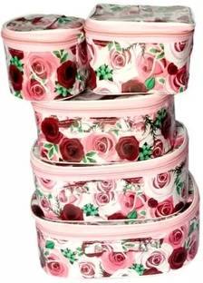 ultimatefashionista Set of 5 Pcs Flower rose Printed Makeup kit,Multipurpose multi Makeup kit professional makeup vanity box, makeup storage box for bride Vanity Box