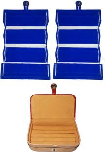 ultimatefashionista New-Combo of 3 velvet Vanity case Ring and Earring storage travelling Folder Box Vanity Box