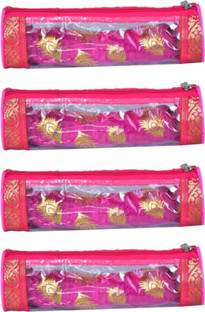 Home Store India Travel Bangle Case/Chudi Organizer/Jewellery Pouch/Transparent Bangle Organizer For Girls & Womens (Pack of 4, Golden) Vanity Box