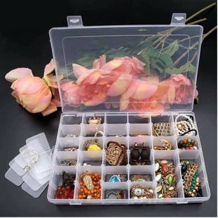 EVERSHINET 36 Grids Clear Plastic Storage Box with Adjustable Dividers Organizer 36 Grids Clear Plastic Storage Box Vanity Box