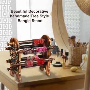 webshoppee Wooden Bangle Holder Stand (4 Rood, bangle holder Vanity Box (Brown) bangle holder Vanity Box
