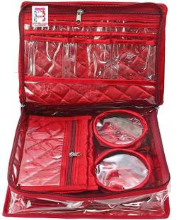 atorakushon ® Satin Make Up Pouch Jewellery Cosmetic Organizer Traveling Kit for Women's Girl's Multi Purpose Vanity Box