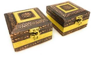 NAVRANG Jewellery Gifts Box Decorative Pack Of 2 Wedding Return Gift, Multi Use Decorative Box Vanity Box