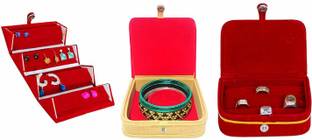 atorakushon Ring Box & Earring Folder with Mini Bangle Wedding Gift, Wardrobe jewellery box Vanity Box