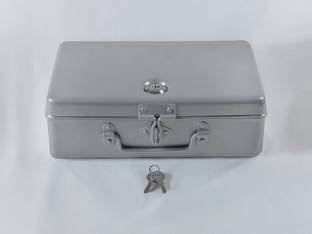 JOWEL Aluminium Storage Box with Lock - 10" Silver Storage Box