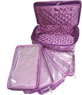 ultimatefashionista Necklace 5 Slot Pouches Bag Jewellery Vanity Box (Purple) jewellery box Vanity Box