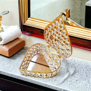 Asha Enchant Decor Cast Iron Crystal Heart Shape Jewellery Box Multipurpose Christmas Gift Box Wedding Gift, Jewelry Organizer, Makeup Box Vanity Box