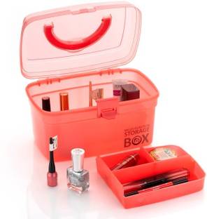 AURA PLAST MultiPurpose Plastic Storage Male Up Box with Internal Tray with Handle Make Up Organizer Vanity Box