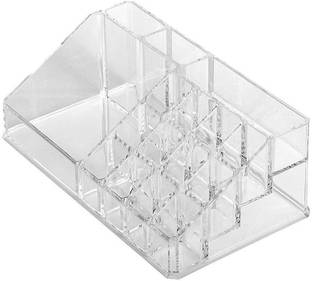 MOHAK Transparent Plastic Makeup Cosmetic Storage Box Lipstick Nail Paint/Polish Holder Display Stand Organizer Vanity Box NA Vanity Box