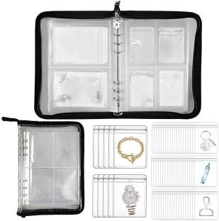 Heylark mart Jewelry storage book with 60 pocket Anti Oxidation Jewelry Storage Organizer Compact book format makes it convenient for travel and storage Vanity Box