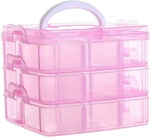 GaxQuly 3 Layer 18 Grid Desktop Storage organizer Box/Basket/Container Plastic Case Cosmetic, Makeup, Jewelry, Sewing Buttons, Medicine, Arts & Crafts, Toys Organizer Vanity Box