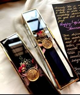 handy creation Elegant Scroll Gift Box Set of 2 For Home Decor, (Scroll Not Included) Glass Letter Box, Used for Multipurpose, Wedding Invitations, Calligraphy Vanity Box