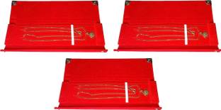 atorakushon Pack of 3 Necklace Chain Bracelet Storage Marriage Party Vanity jewellry pouch Travelling cover Box (Red) Storage Case Vanity Box