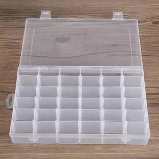 Rudrisha 36 Grid Cells Plastic Multipurpose Jewelry Organizer Storage Box 36 Grids Clear Plastic Storage Box Vanity Box