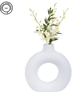 FARHIN 8 * 7 Inch Ring Shape Vase | Flower Vase, Tabletop Ceramic Vase Vase Filler