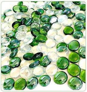 VANNEF Decorative Super Shiny Glossy Glass Pebbles Stone for Vase Fillers Plant Pots Home Garden & Outdoor Decoration Clear & Green (5 KG) Vase Filler