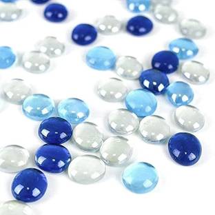 VANNEF Decorative Super Shiny Glossy Glass Pebbles Stone for Vase Fillers Plant Pots Home Garden & Outdoor Decoration Blue Aqua Blue Clear (5 KG) Vase Filler