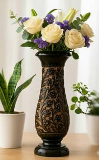 NABIL CREATION Wooden Flower Vase Wooden Flower Pot for Home Decorative Items Wooden vases for Home Decor Flower vase Big 12 inches Size Wooden Vase