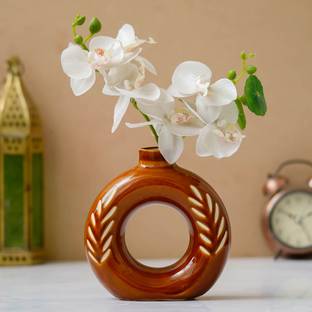 B S NATURAL Donut Shape Ceramic Vase Traditional Luxury vase Home Office Living Room DecoreB Ceramic Vase