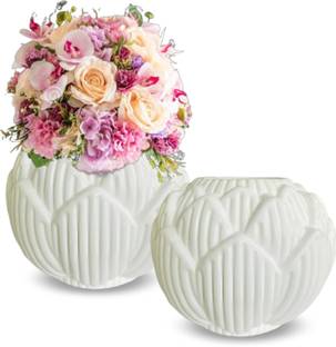 Decorzone 2 pcs Rose Shape premium flower pots vase Microfibre, Plastic Vase