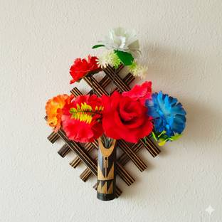 HakSap Traditional Handwoven Bamboo Wall Hanging Flower Vase Without Flower (glossy) Bamboo Vase
