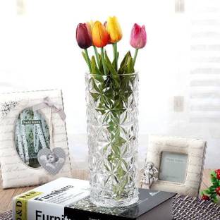 rizz Flower Glass Vase for Home Decor Center Table Bedroom Decoration Glass Vase