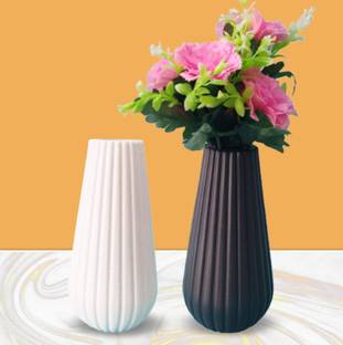 SNSHOPEE Beautiful Round Pot Decorative Vase Microfibre, Plastic Vase