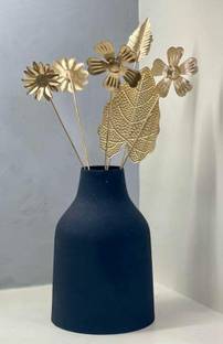 Urban Born Metal Flower vase for Home Decor and Living Room Antique Vintage Black Textured Iron Vase