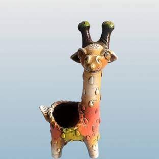 SC Decorz Clay Handicraft Giraffe Pot for Home Decors Earthenware Vase