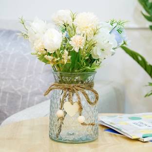 Ekhasa Transparent Glass Flower Vase for Home Decoration, Center Table & Office Desk Glass Vase