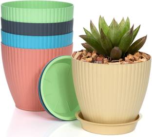 BELLERBIRD flower pot for home and garden outdoor & indoor Plant Pot Pack of 5 Plastic Vase