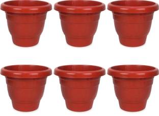 JOREN Red Round 9.5 Inch Plastic Pot (9.5 inch) Plastic Vase