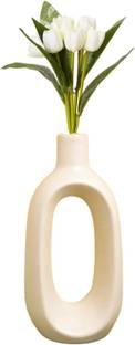 ल्यूमिनेसेंस एंटरप्राइजेज Ceramic Oval Shape For Bedroom/ Living Room , Vase, Pack Of 1 सिरेमिक वास