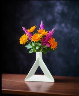Nestloom Decor Ceramic Triangle Vase | Flower Vase | Decorative Pampas Grass Vase Ceramic Vase