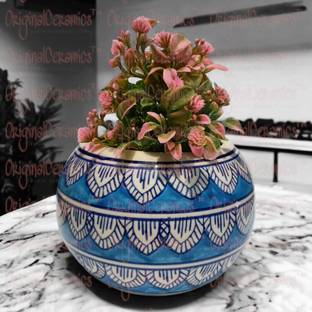 OriginalCeramics Exclusive Oval Shape Blue Art Plant Container Set