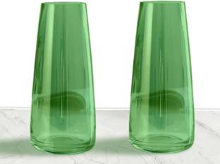 SNSHOPEE (Pack of 2) decorative green flower vase flower pot glass pot Glass Vase