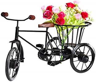DESI KARIGAR Flower Rikshaw Iron Vase