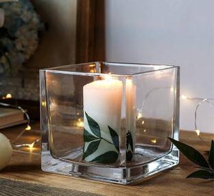 Manraj Cube Square Vase Home Decorative Flower Glass Vase Party Table Centerpieces Glass Vase