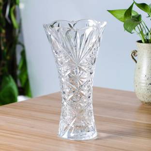 Incrizma Vase 9 inches Glass Flower Vase, Clear Transparent Crystal vase for decor Glass Vase