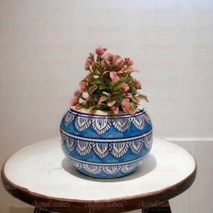 OriginalCeramics Oval Shaped Blue Art Ceramic Vase