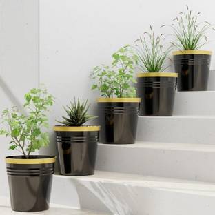 ABC Black round pots Plastic Vase