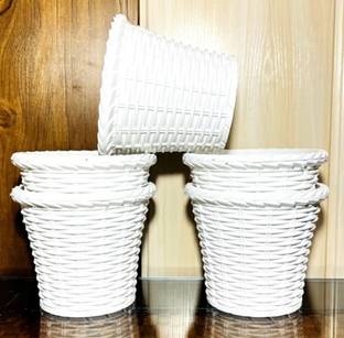 SNSHOPEE flower pots flower vase (Pack of 5) Microfibre, Plastic Vase
