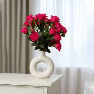 Decorique Donut Shape Vase, Flower Pot for Home, Office & Table Decor Ceramic Vase