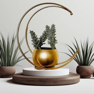 kraftynation Metal Vase with Gold Finish - Table Decorative Flower Pot Iron Vase