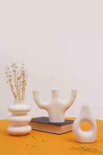 purezento Nico Vase Set of 3 Vase Home Decor, Center Table, Bedroom Side Corners Ceramic Vase