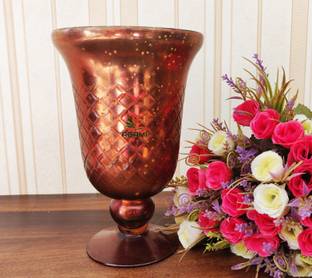 SNSHOPEE Beautiful Round Pot Decorative Vase Glass Vase