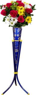 SPS Craft Blue Single Pot Iron Flower Basket