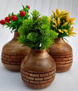KHUSUBHDECOR WOODEN FLOWER POT Wooden Vase